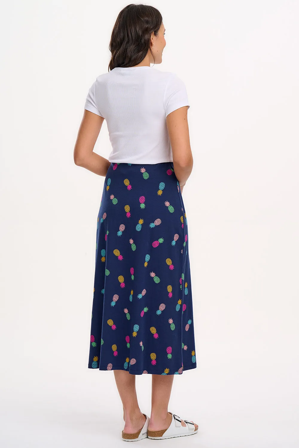 Jayda Jersey Skirt - Navy. Rainbow Pineapples