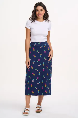 Jayda Jersey Skirt - Navy. Rainbow Pineapples