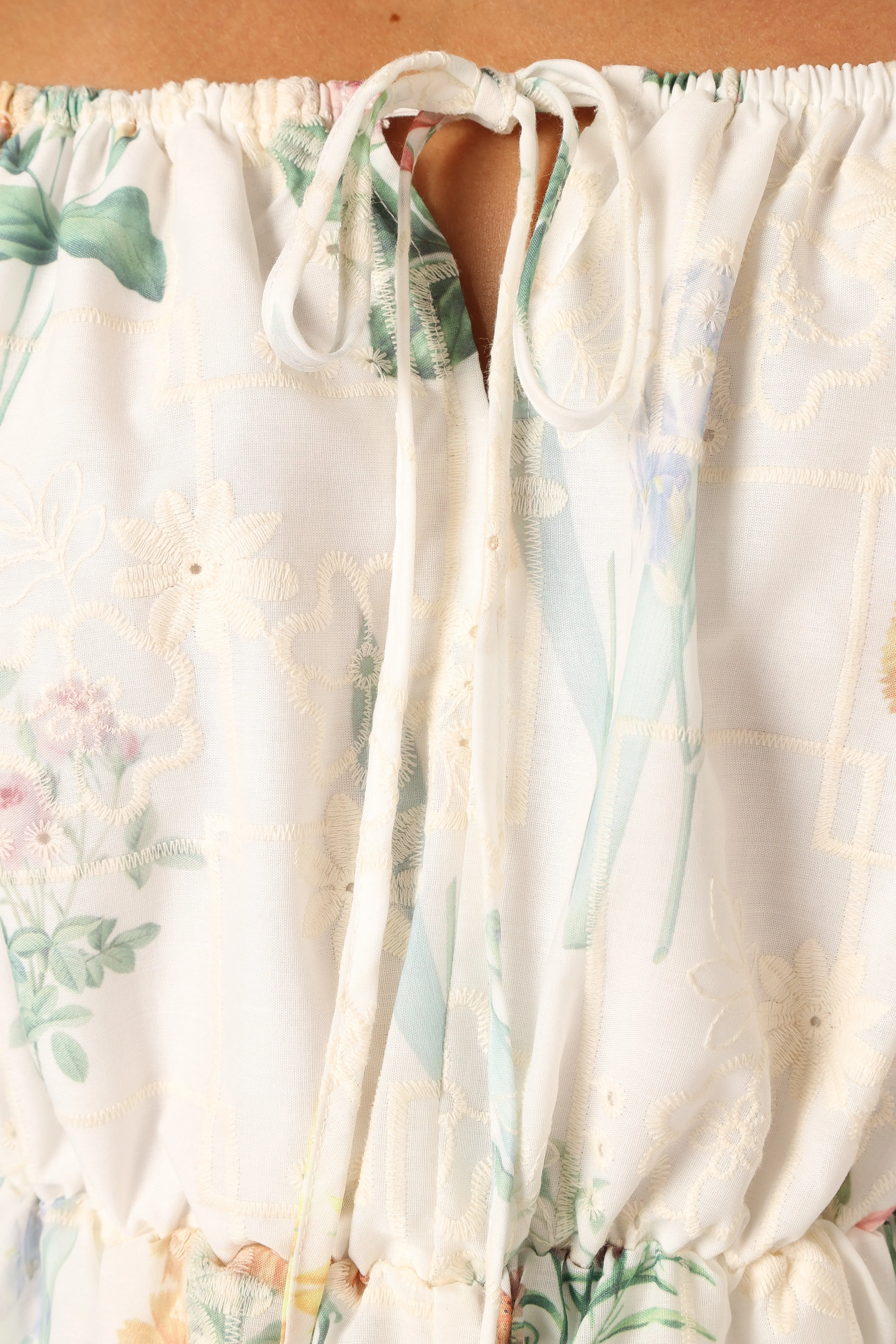 Keleigh Off Shoulder Playsuit - White Floral