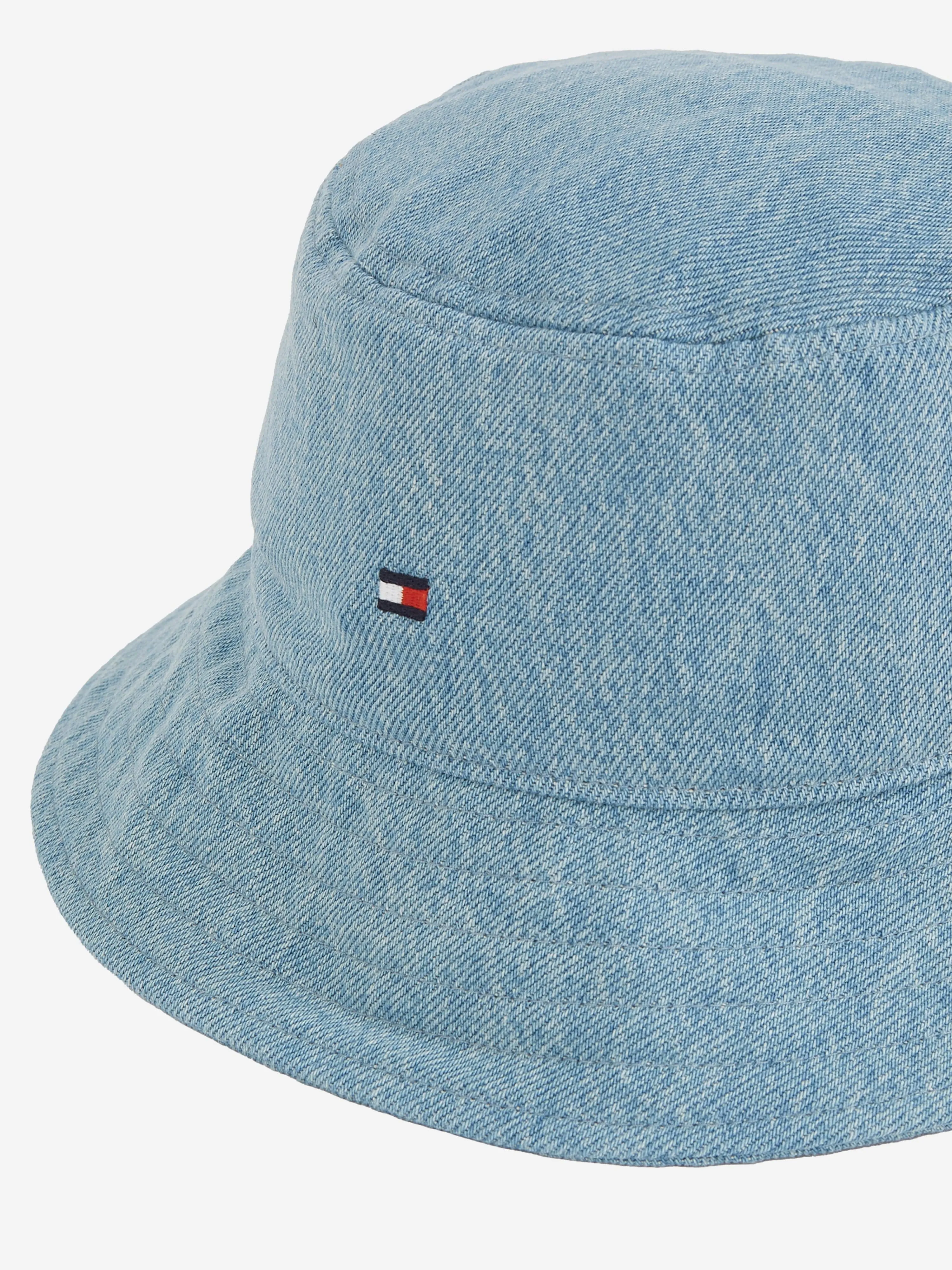 Kids Small Flag Denim Bucket Hat in Blue