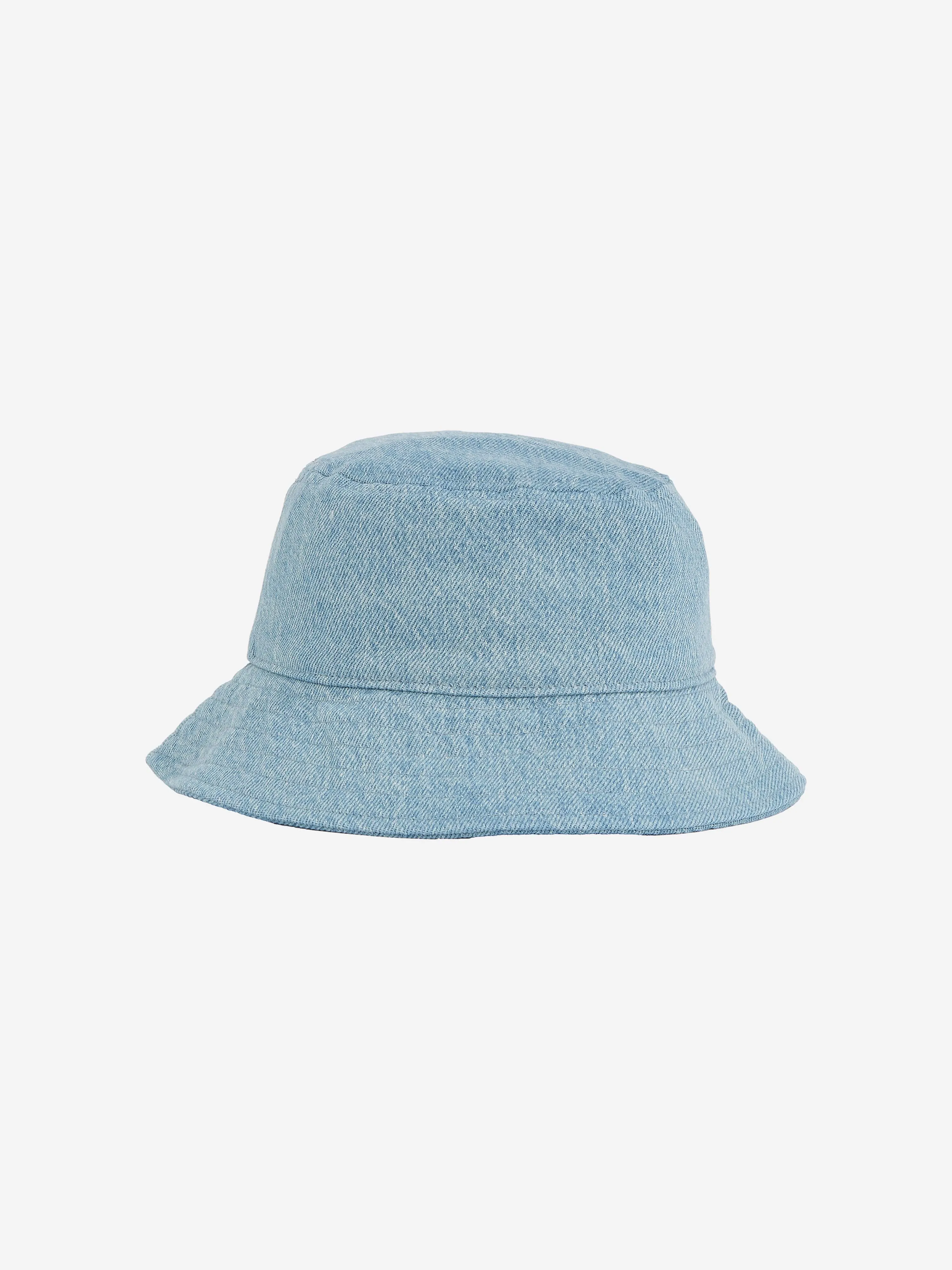 Kids Small Flag Denim Bucket Hat in Blue