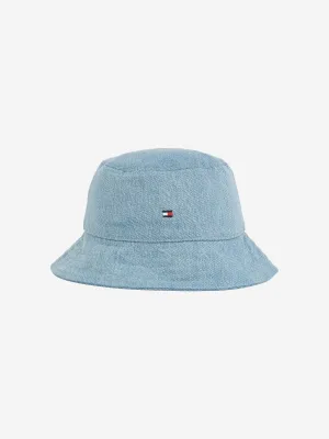 Kids Small Flag Denim Bucket Hat in Blue