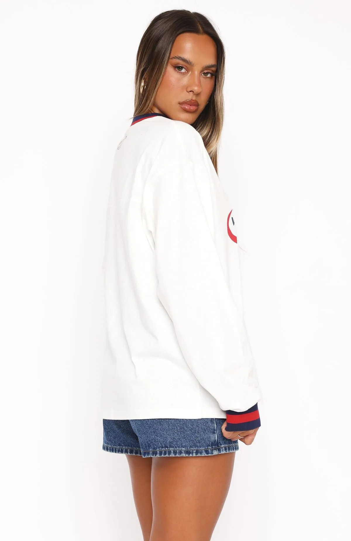 Let's Just Be Friends Long Sleeve Oversized Jersey White