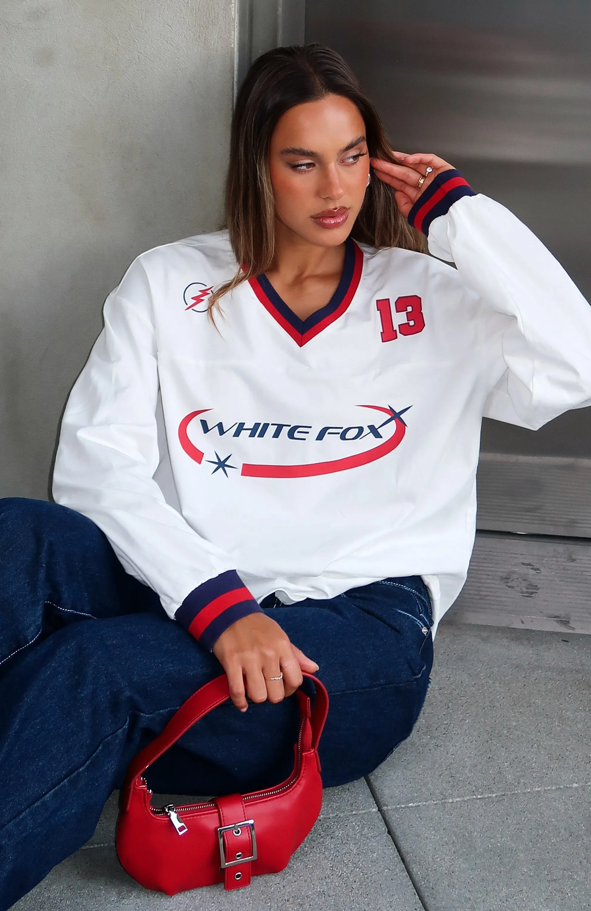 Let's Just Be Friends Long Sleeve Oversized Jersey White