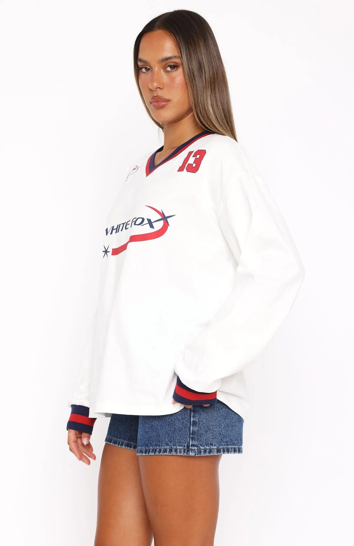Let's Just Be Friends Long Sleeve Oversized Jersey White