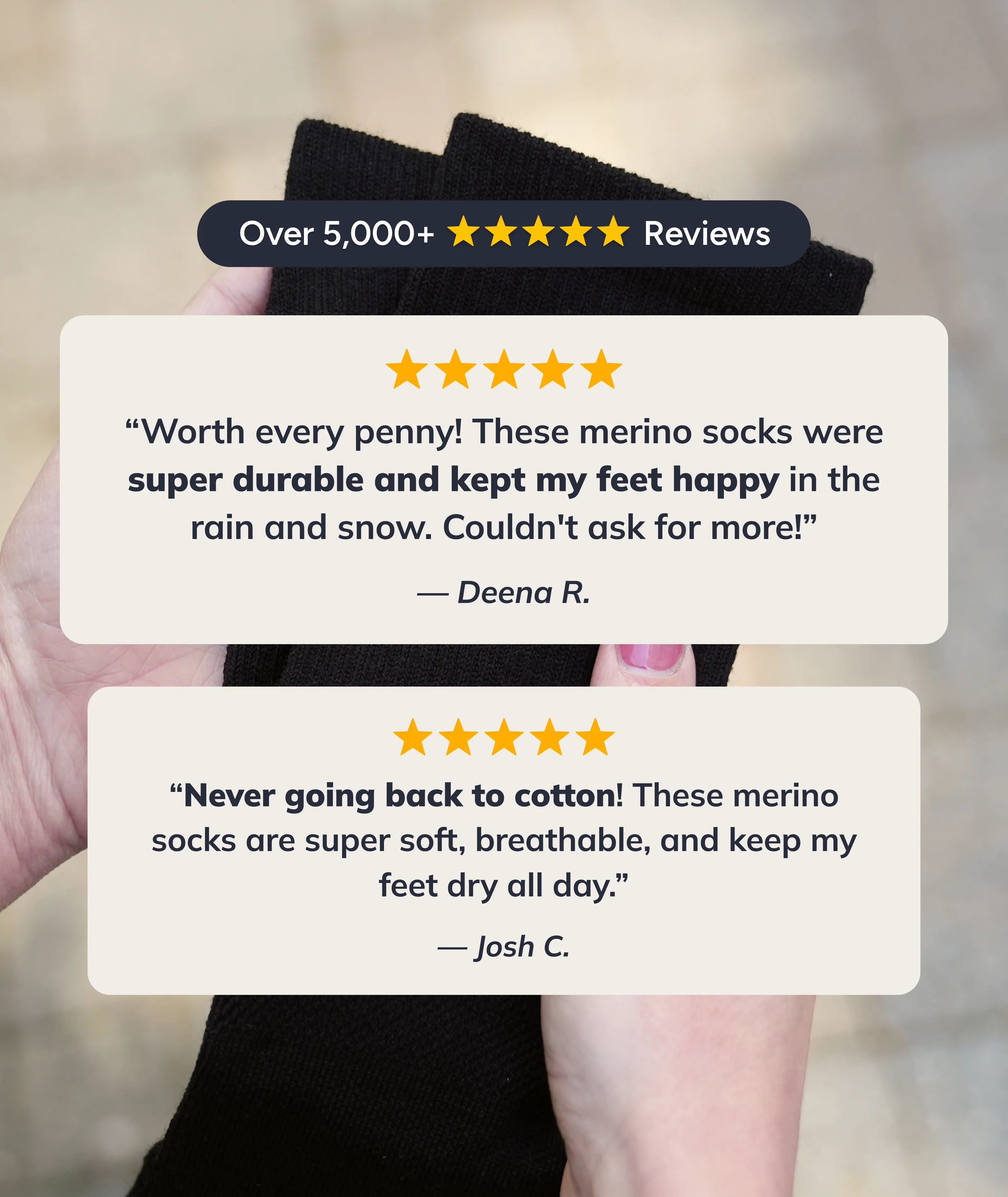 Merino Crew Socks Black 3-Pack