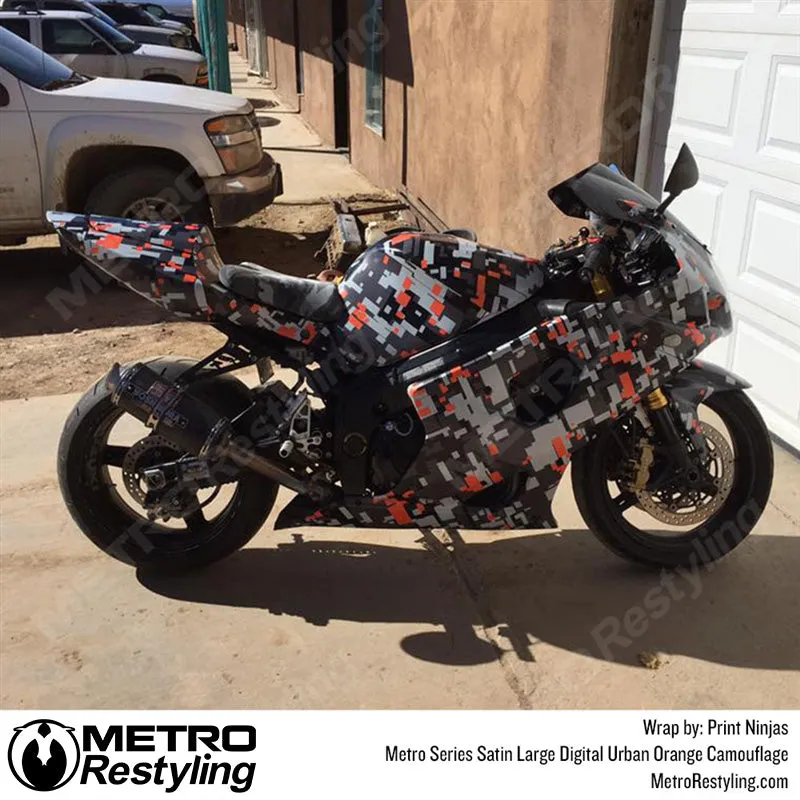 Metro Wrap Large Digital Urban Orange Camouflage Vinyl Film