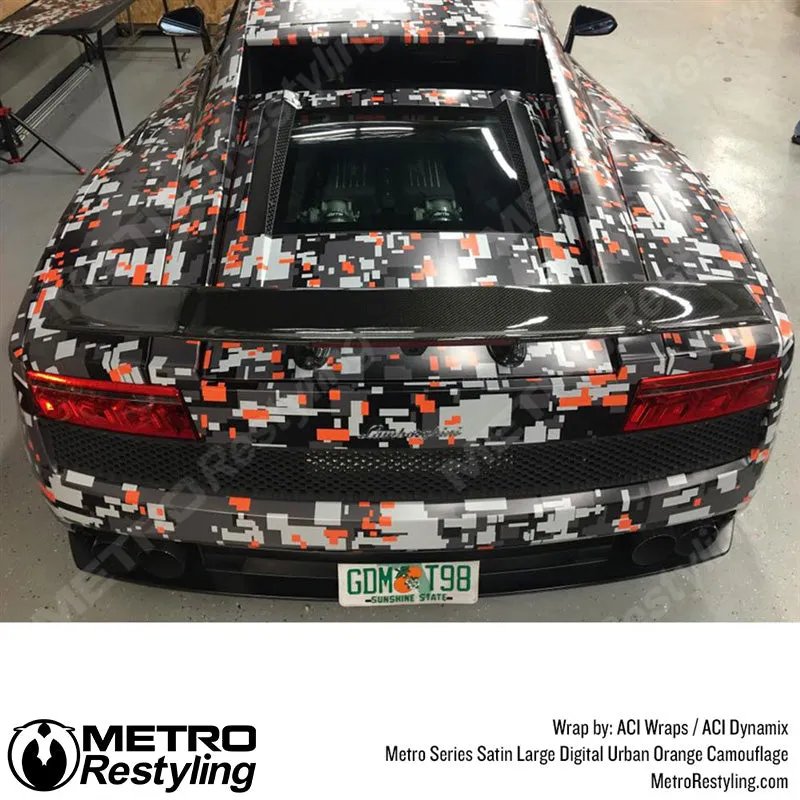 Metro Wrap Large Digital Urban Orange Camouflage Vinyl Film