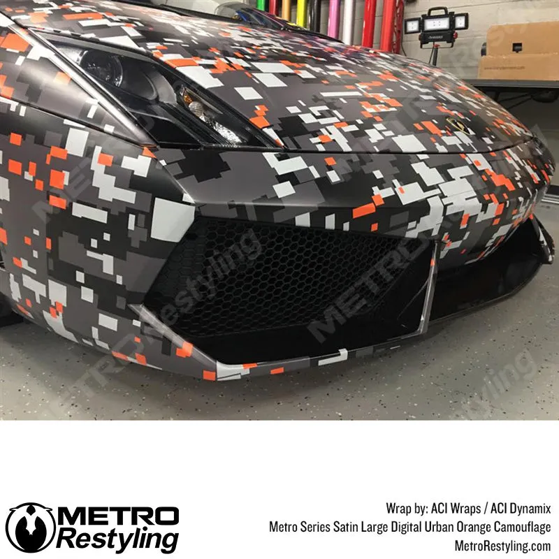 Metro Wrap Large Digital Urban Orange Camouflage Vinyl Film