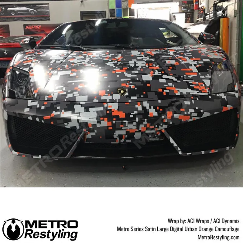 Metro Wrap Large Digital Urban Orange Camouflage Vinyl Film