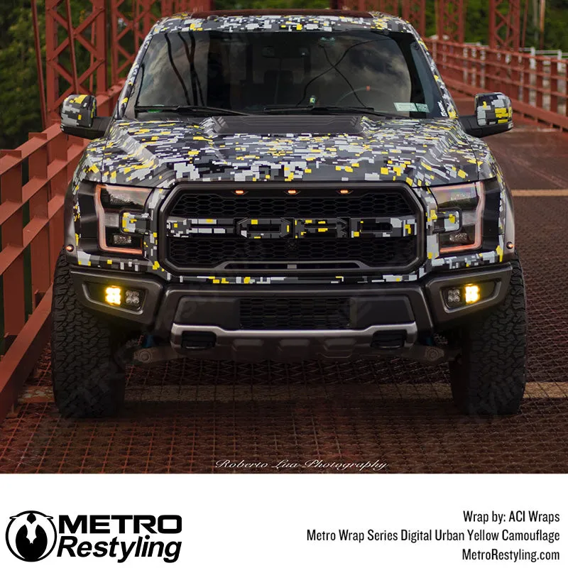 Metro Wrap Large Digital Urban Yellow Camouflage Vinyl Film