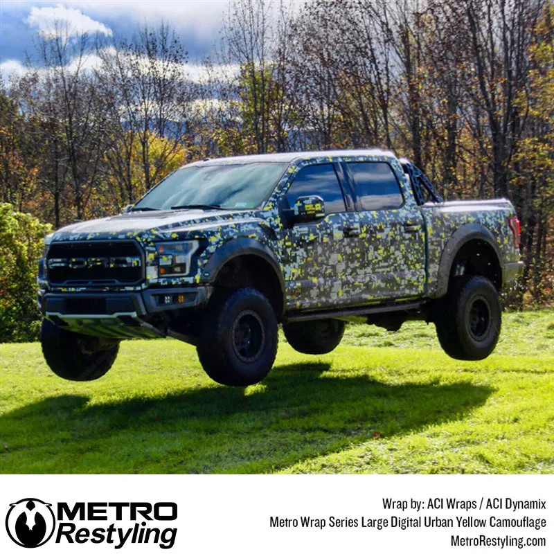 Metro Wrap Large Digital Urban Yellow Camouflage Vinyl Film