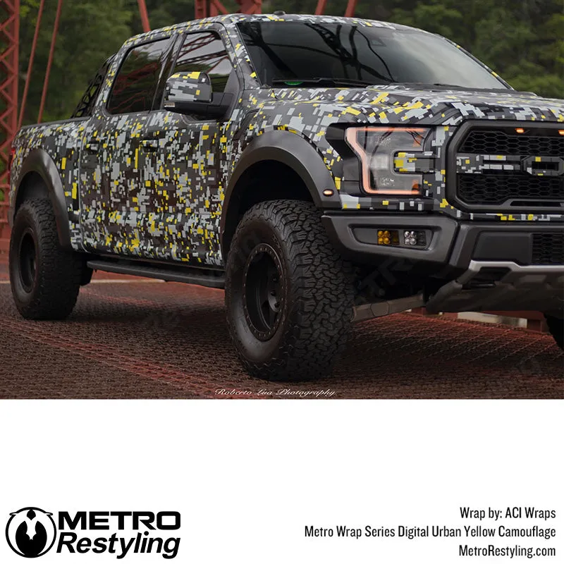 Metro Wrap Large Digital Urban Yellow Camouflage Vinyl Film