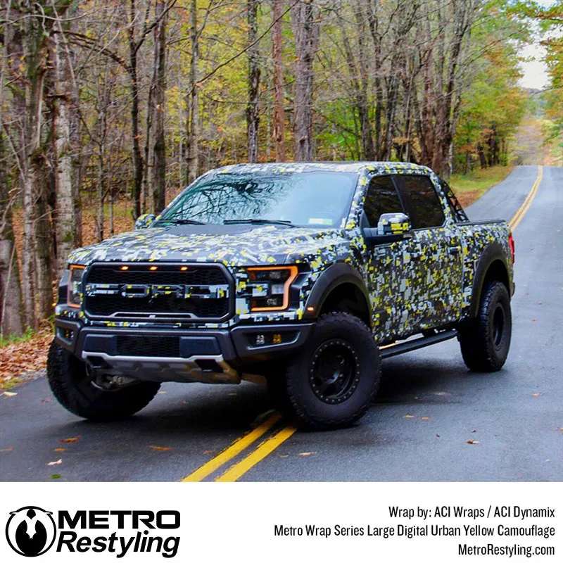 Metro Wrap Large Digital Urban Yellow Camouflage Vinyl Film