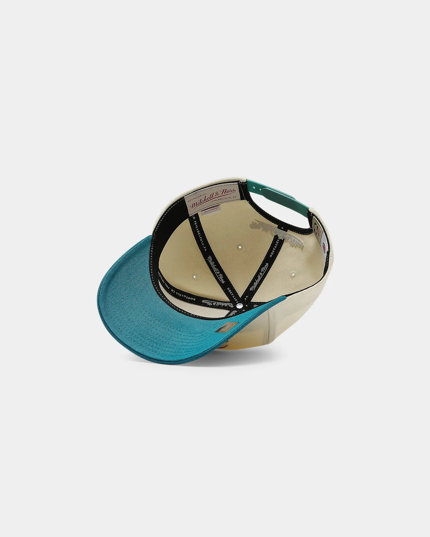 Mitchell & Ness Detroit Pistons Pro Crown Snapback Off White/Teal