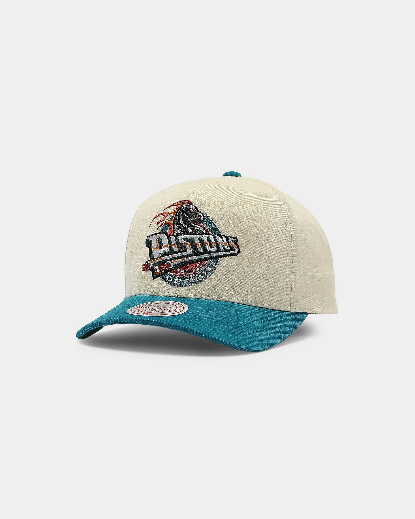 Mitchell & Ness Detroit Pistons Pro Crown Snapback Off White/Teal