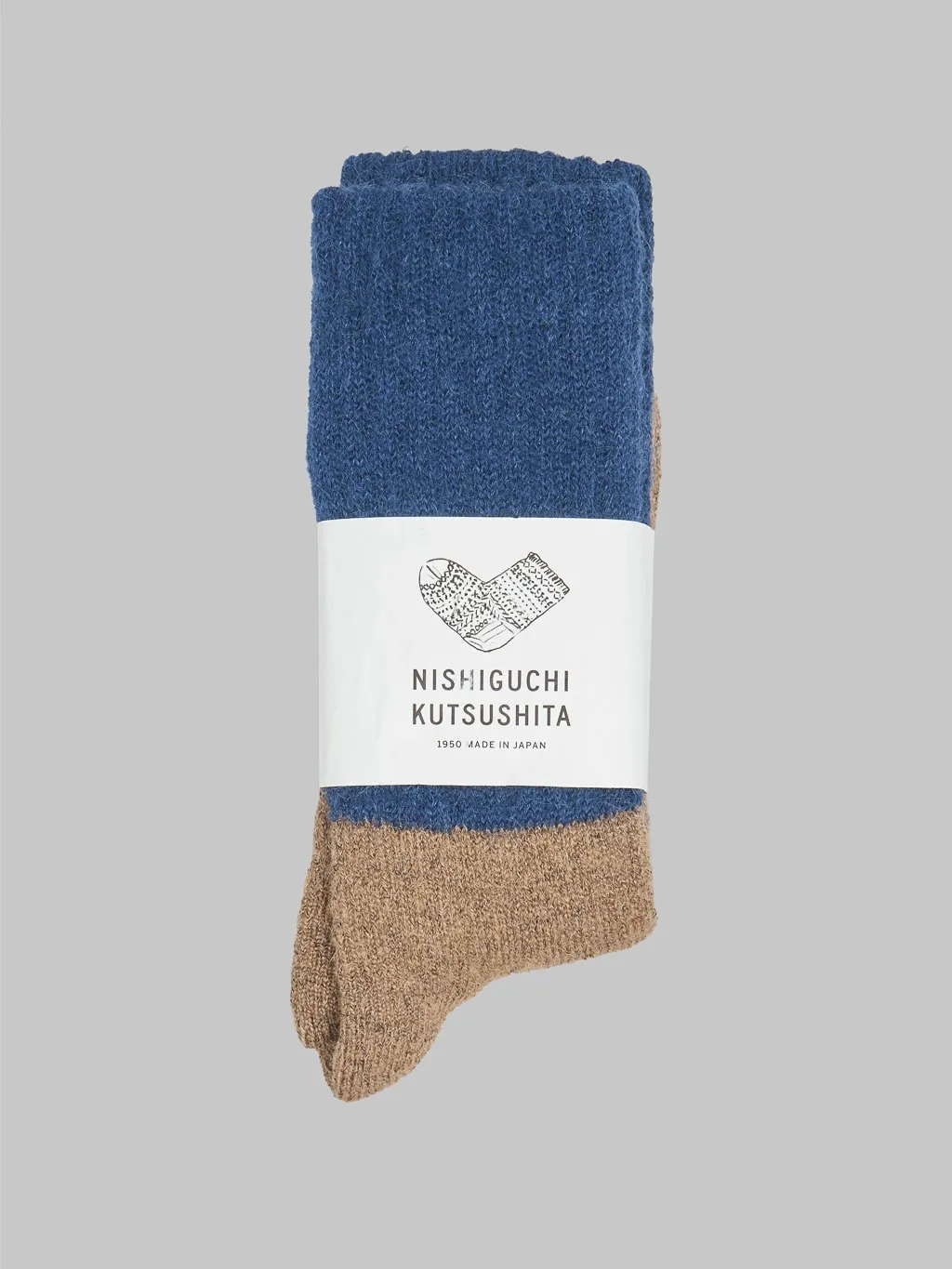 Nishiguchi Kutsushita Mohair Wool Pile Socks Navy