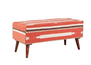 Noah Upholstered Storage Bench Orange and Beige