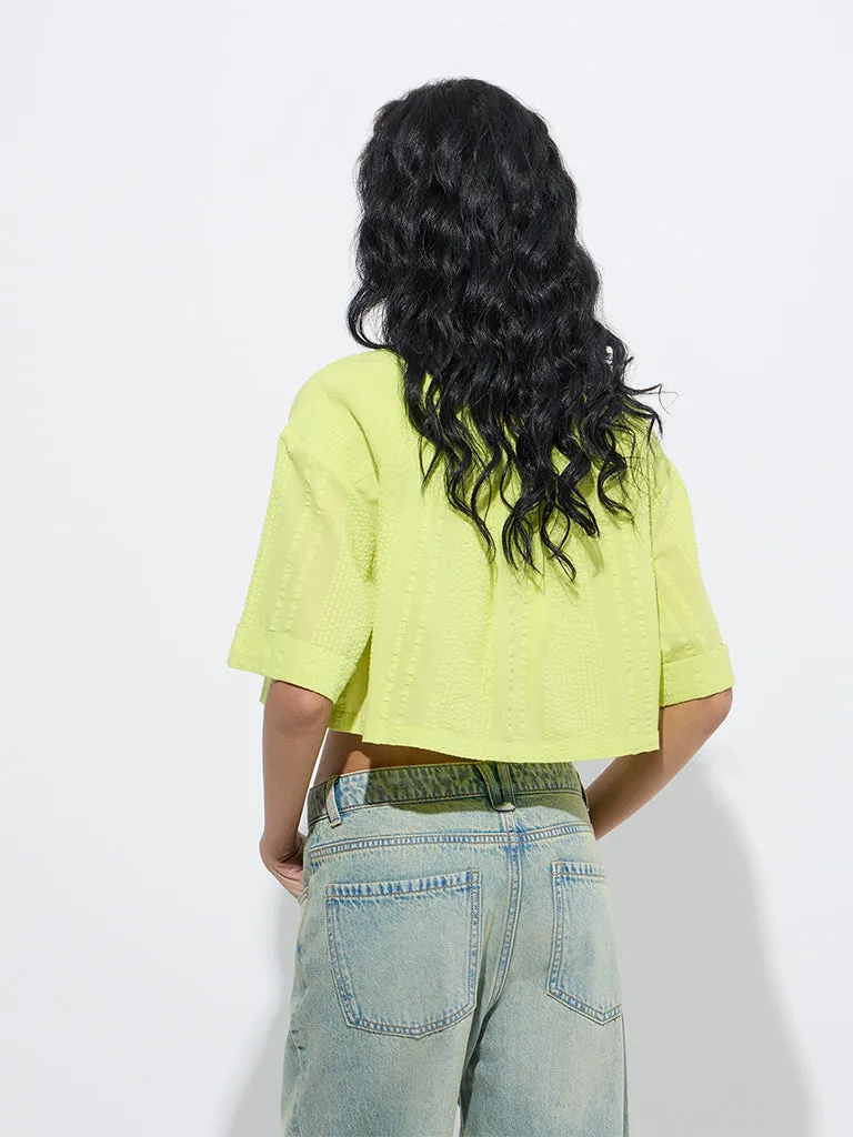 Nuon Lime Seersucker Cotton Shirt