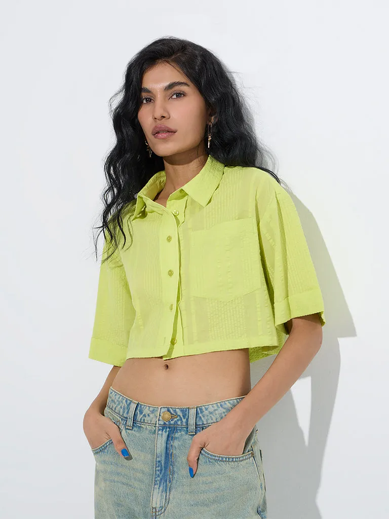 Nuon Lime Seersucker Cotton Shirt