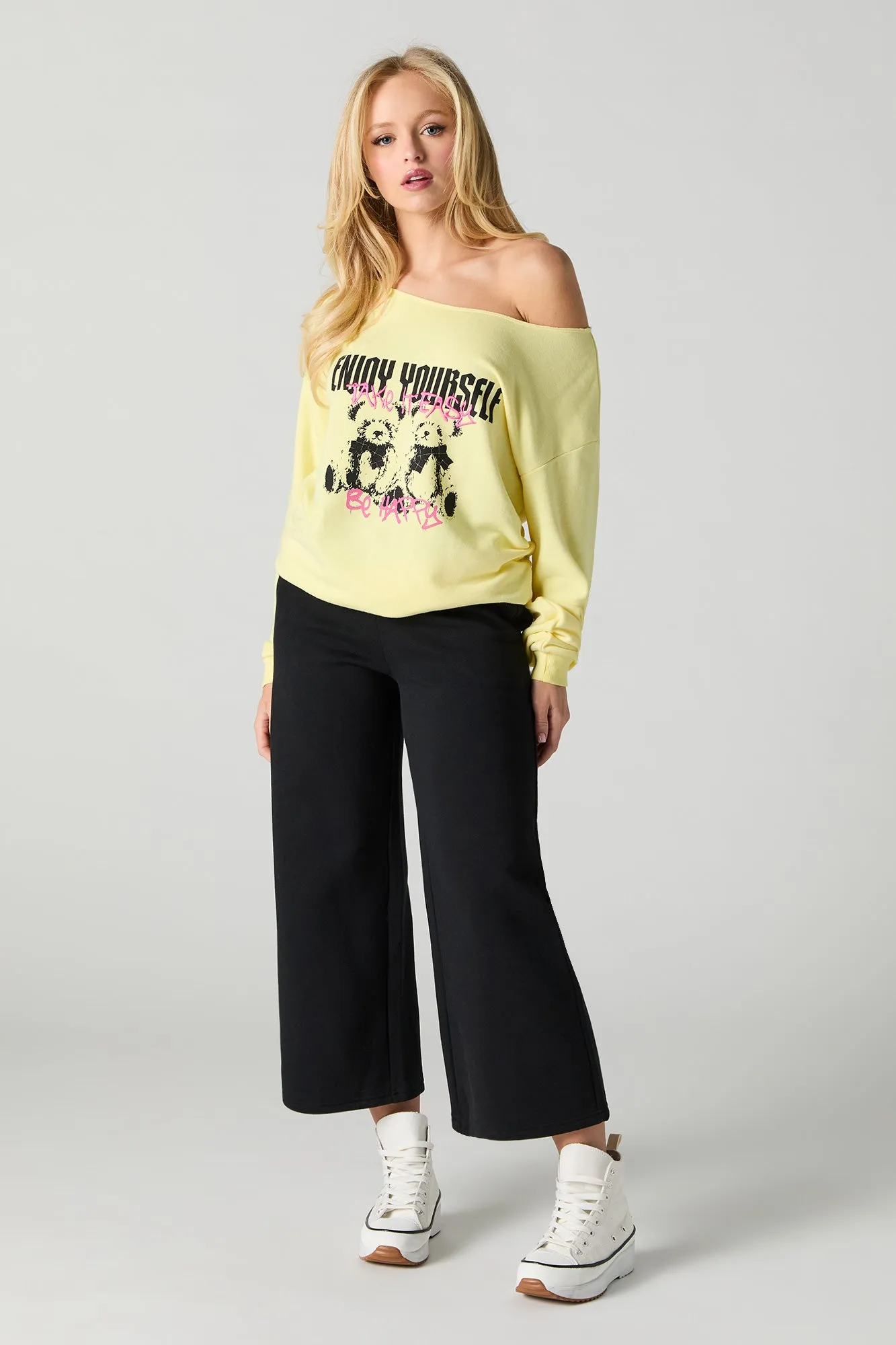 Off Shoulder French Terry Sweatshirt