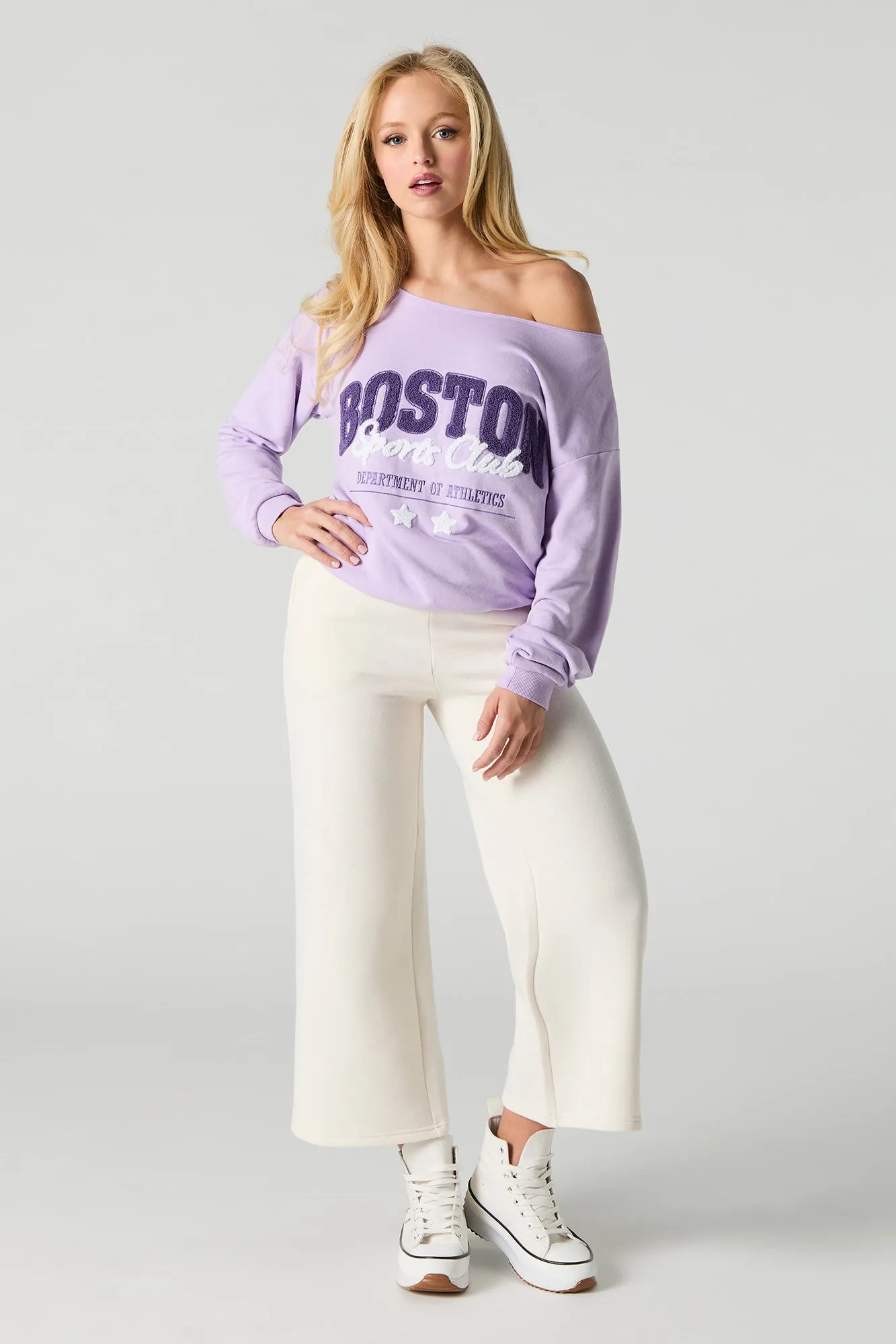 Off Shoulder French Terry Sweatshirt
