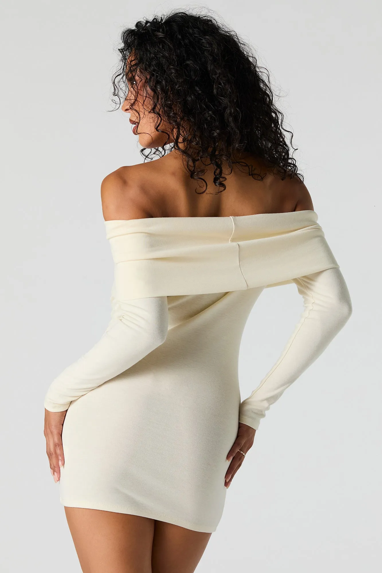 Off Shoulder Long Sleeve Mini Dress