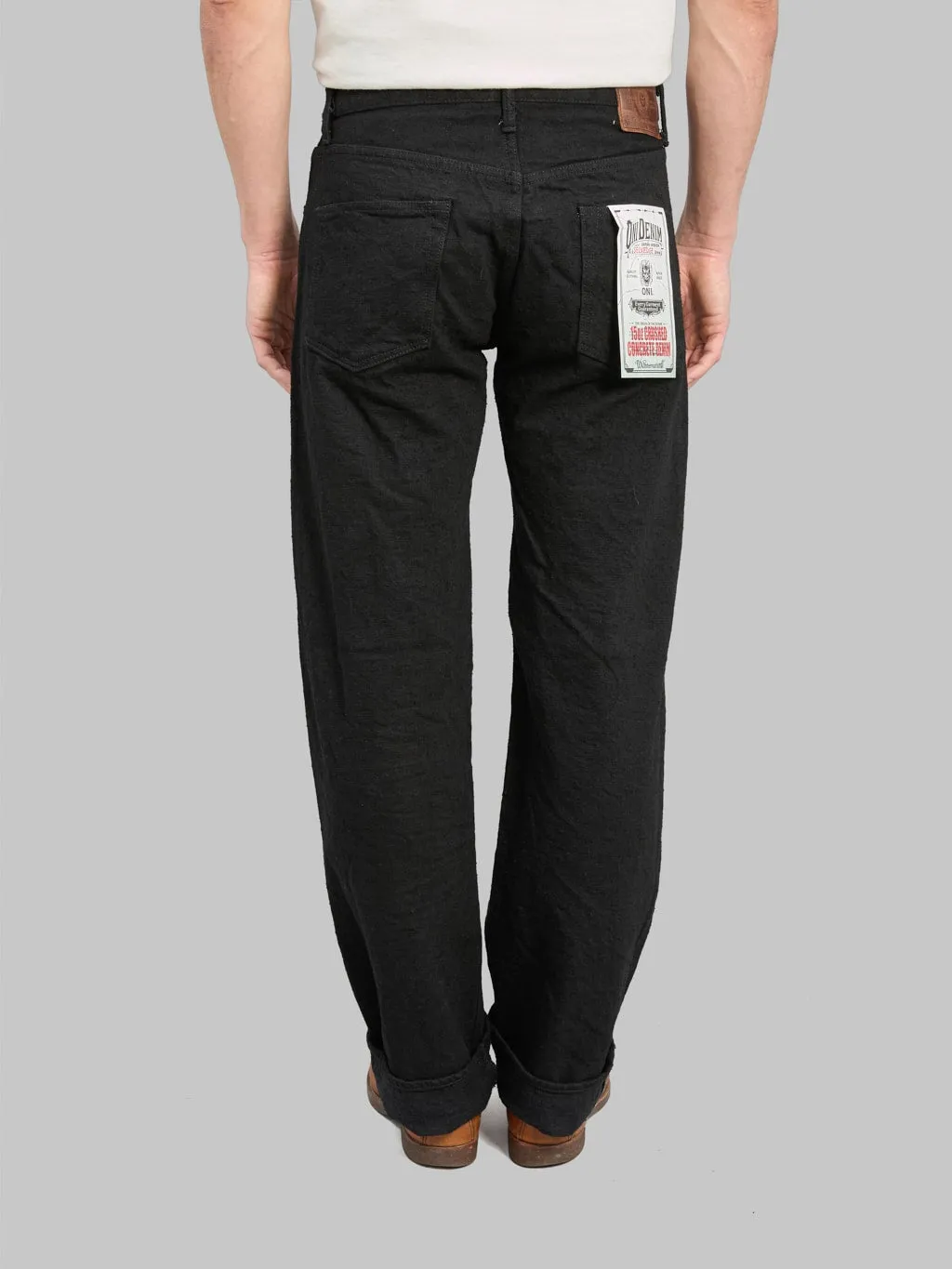 ONI Denim 200-CCD-BKBK Crushed Concrete Denim Black x Black 15oz Kabuki Wide Straight Jeans