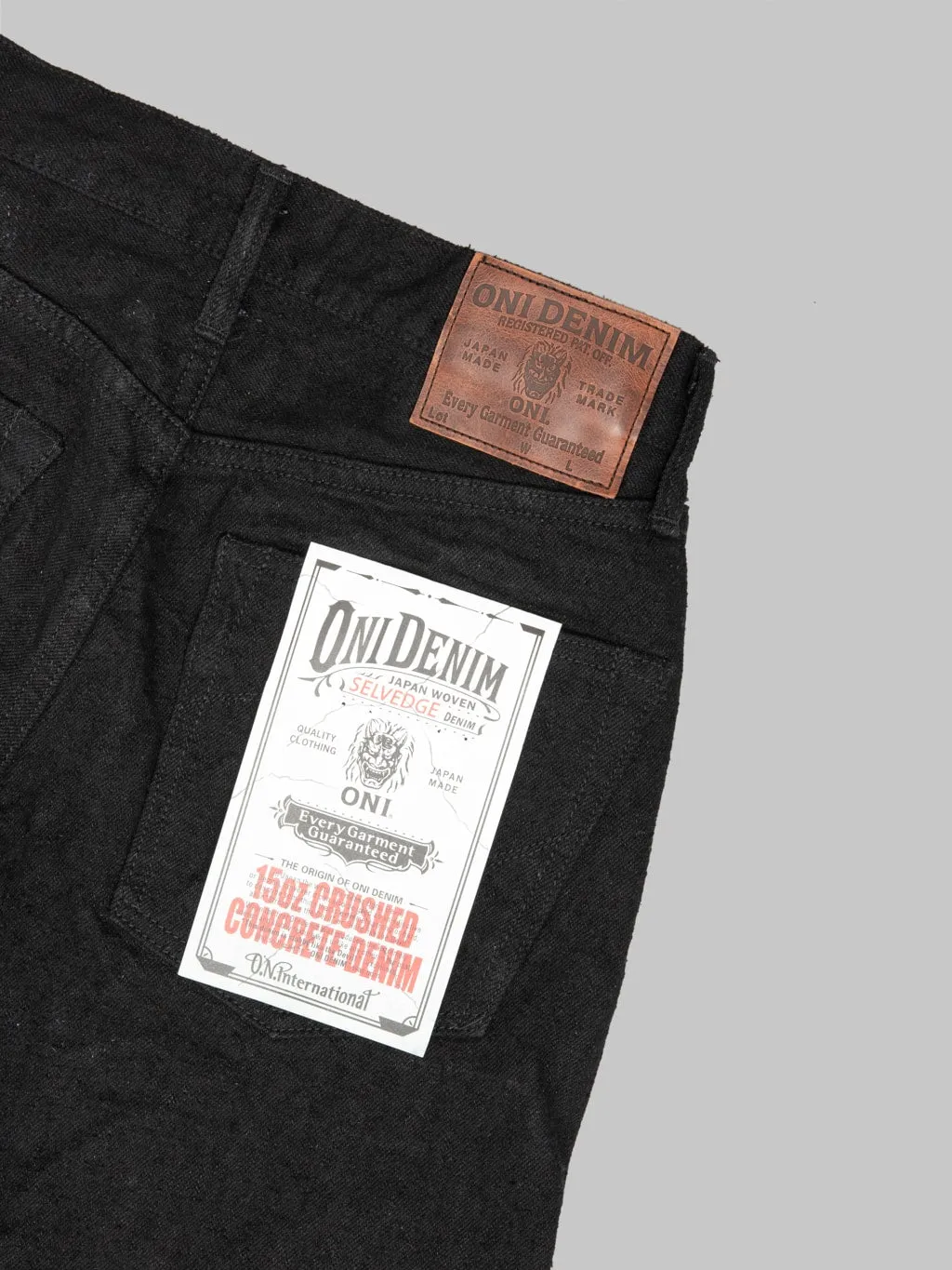 ONI Denim 200-CCD-BKBK Crushed Concrete Denim Black x Black 15oz Kabuki Wide Straight Jeans