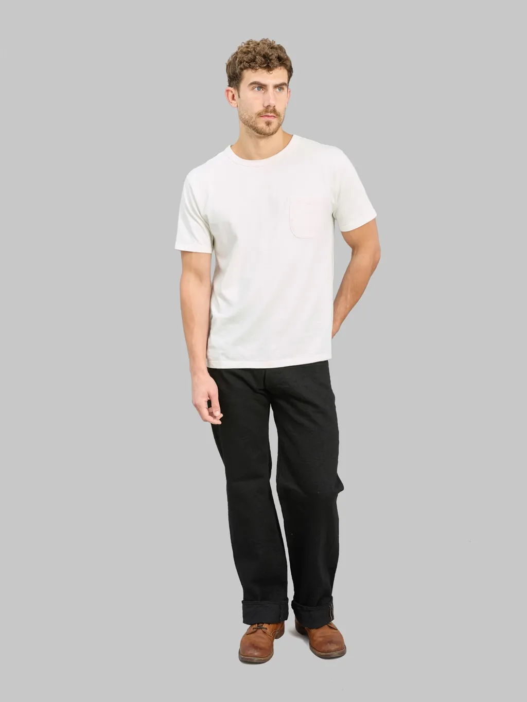 ONI Denim 200-CCD-BKBK Crushed Concrete Denim Black x Black 15oz Kabuki Wide Straight Jeans