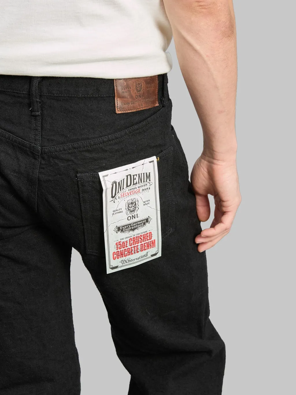 ONI Denim 200-CCD-BKBK Crushed Concrete Denim Black x Black 15oz Kabuki Wide Straight Jeans