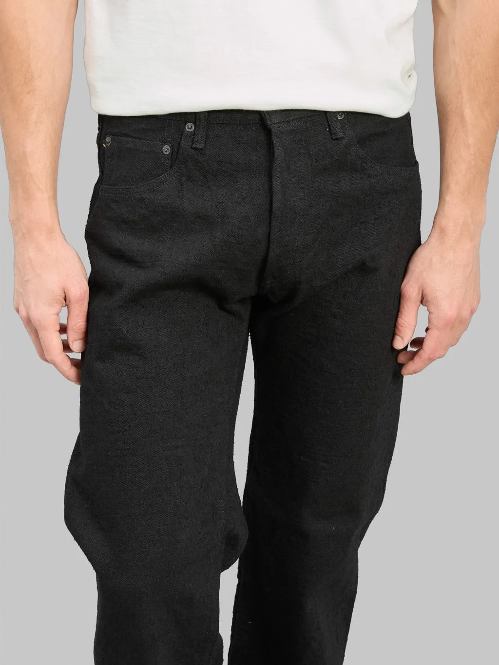 ONI Denim 200-CCD-BKBK Crushed Concrete Denim Black x Black 15oz Kabuki Wide Straight Jeans