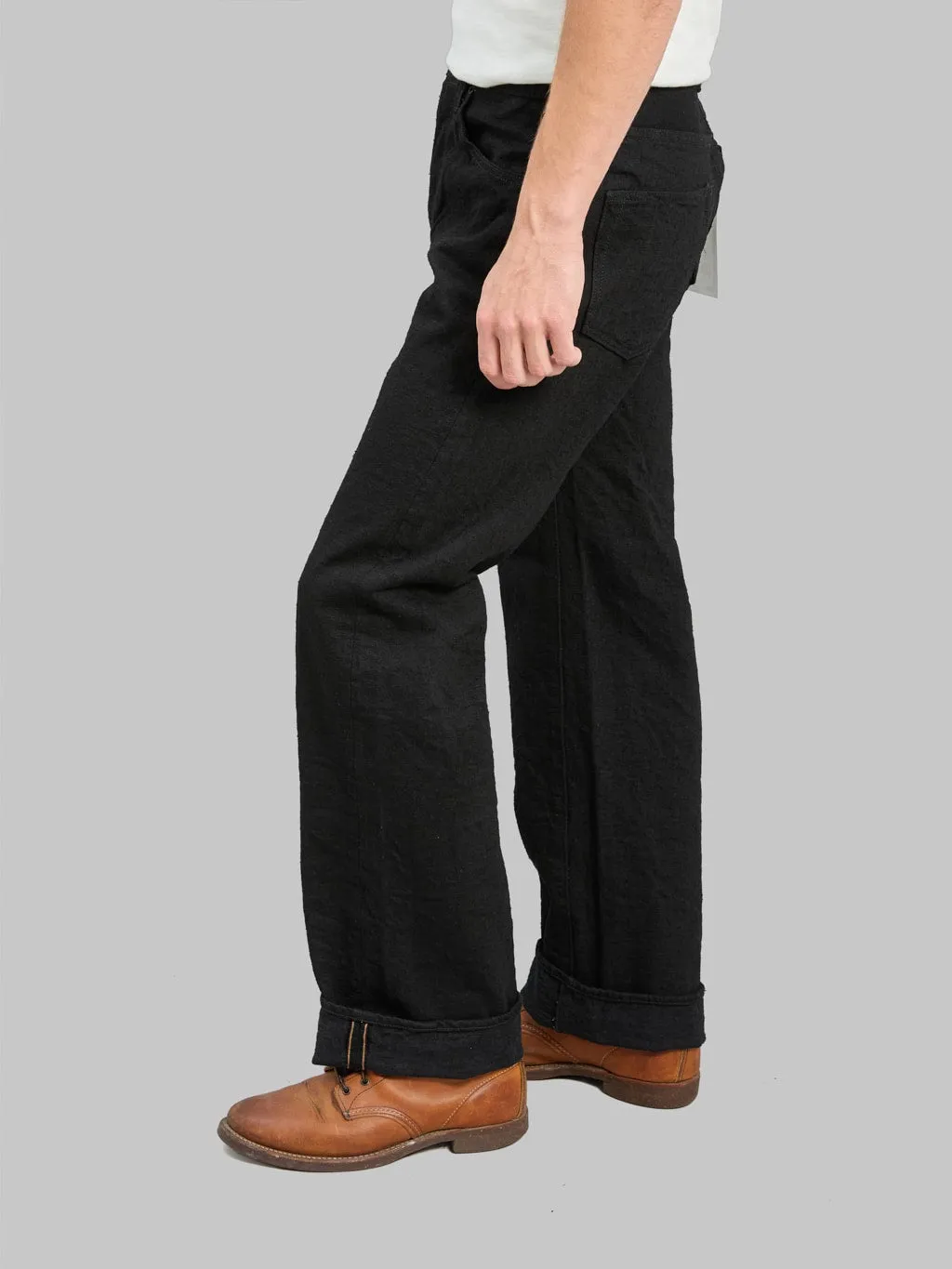 ONI Denim 200-CCD-BKBK Crushed Concrete Denim Black x Black 15oz Kabuki Wide Straight Jeans