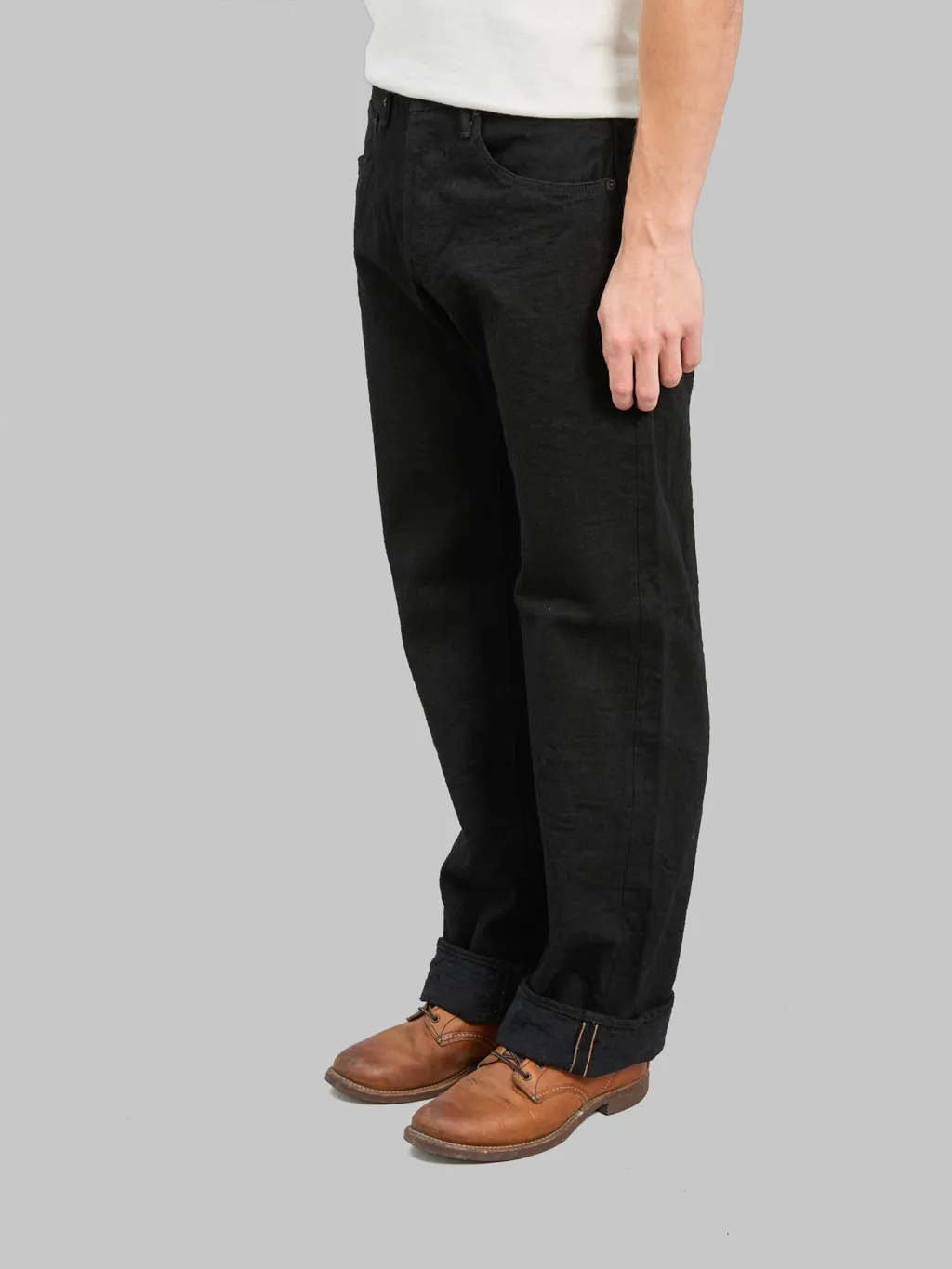 ONI Denim 200-CCD-BKBK Crushed Concrete Denim Black x Black 15oz Kabuki Wide Straight Jeans