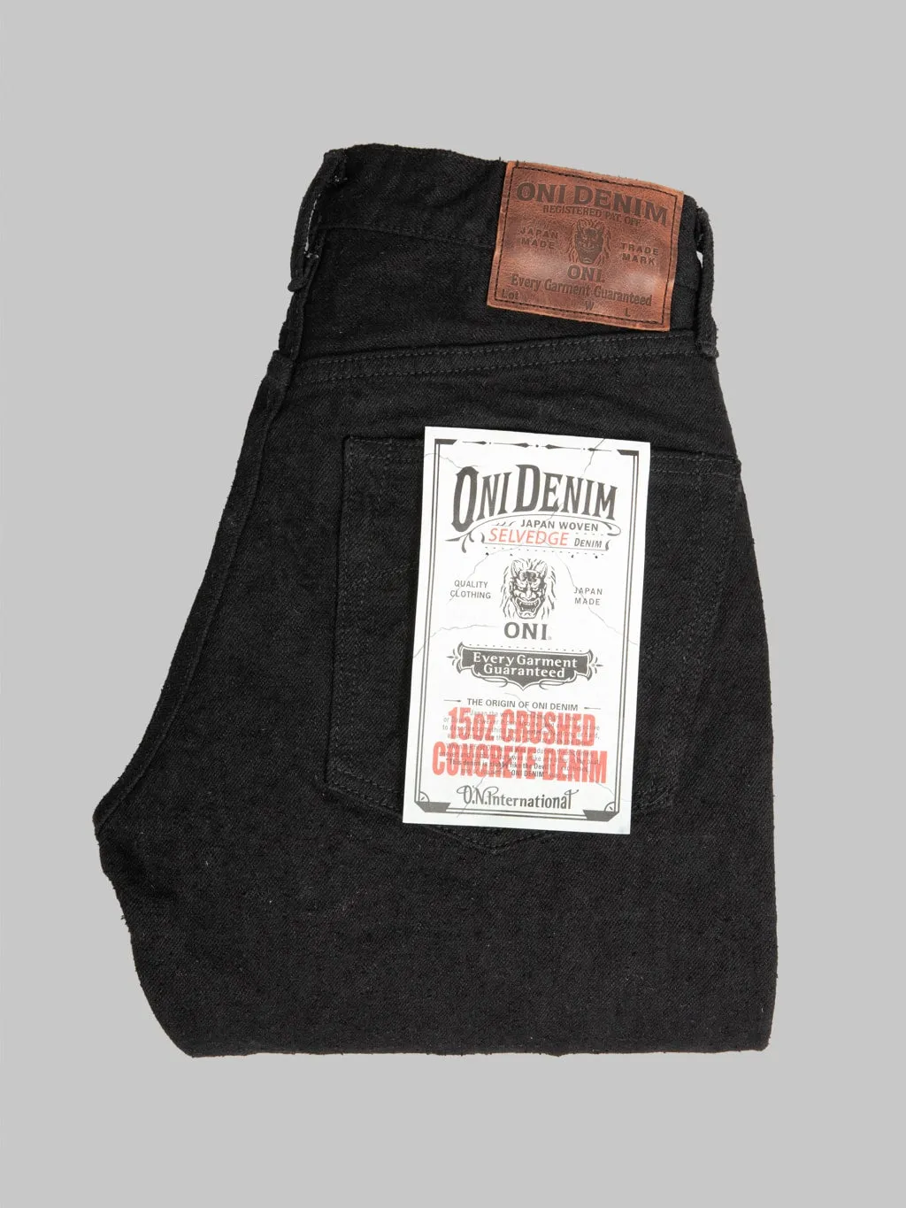 ONI Denim 200-CCD-BKBK Crushed Concrete Denim Black x Black 15oz Kabuki Wide Straight Jeans