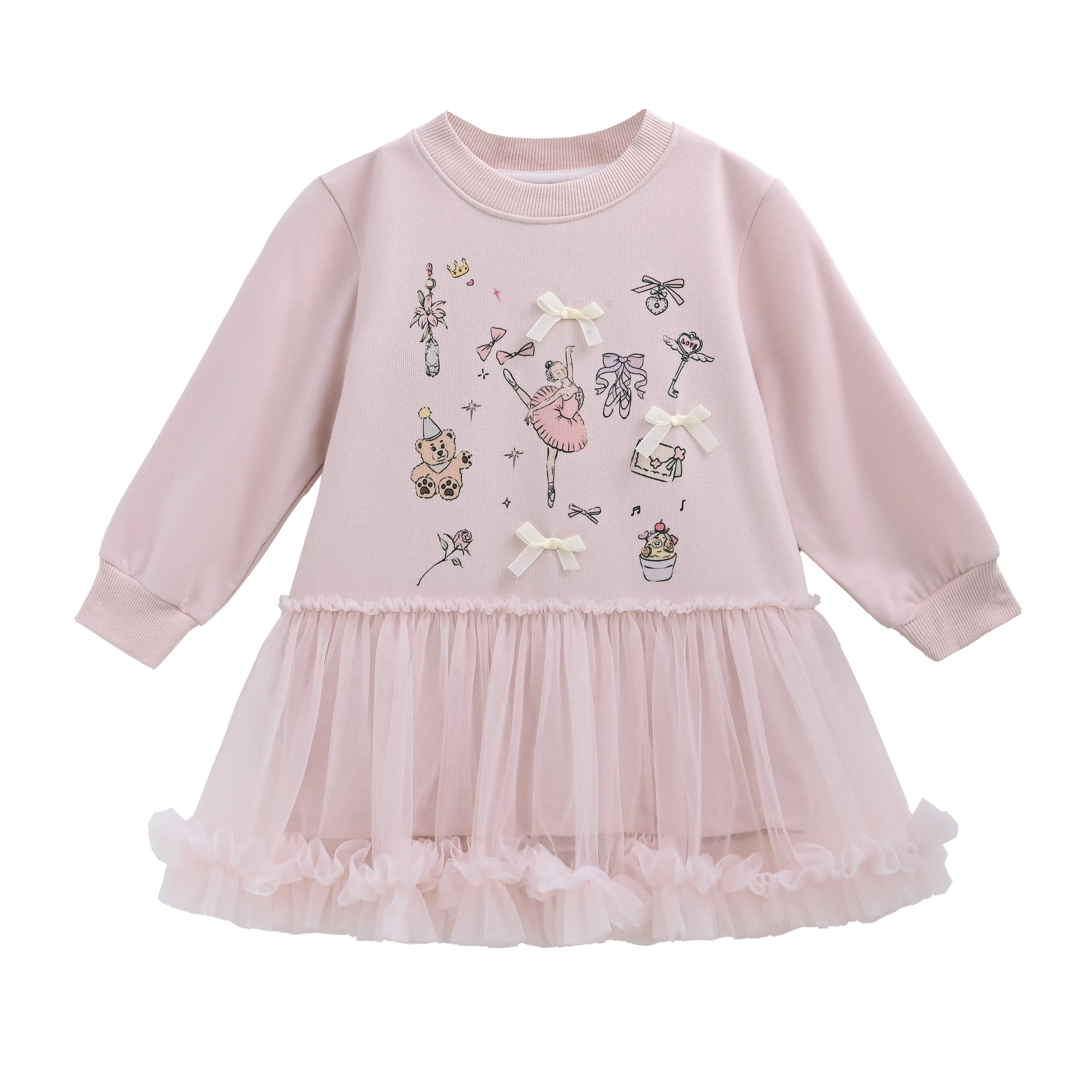 Pink Ballet Ruffle Bow Dress