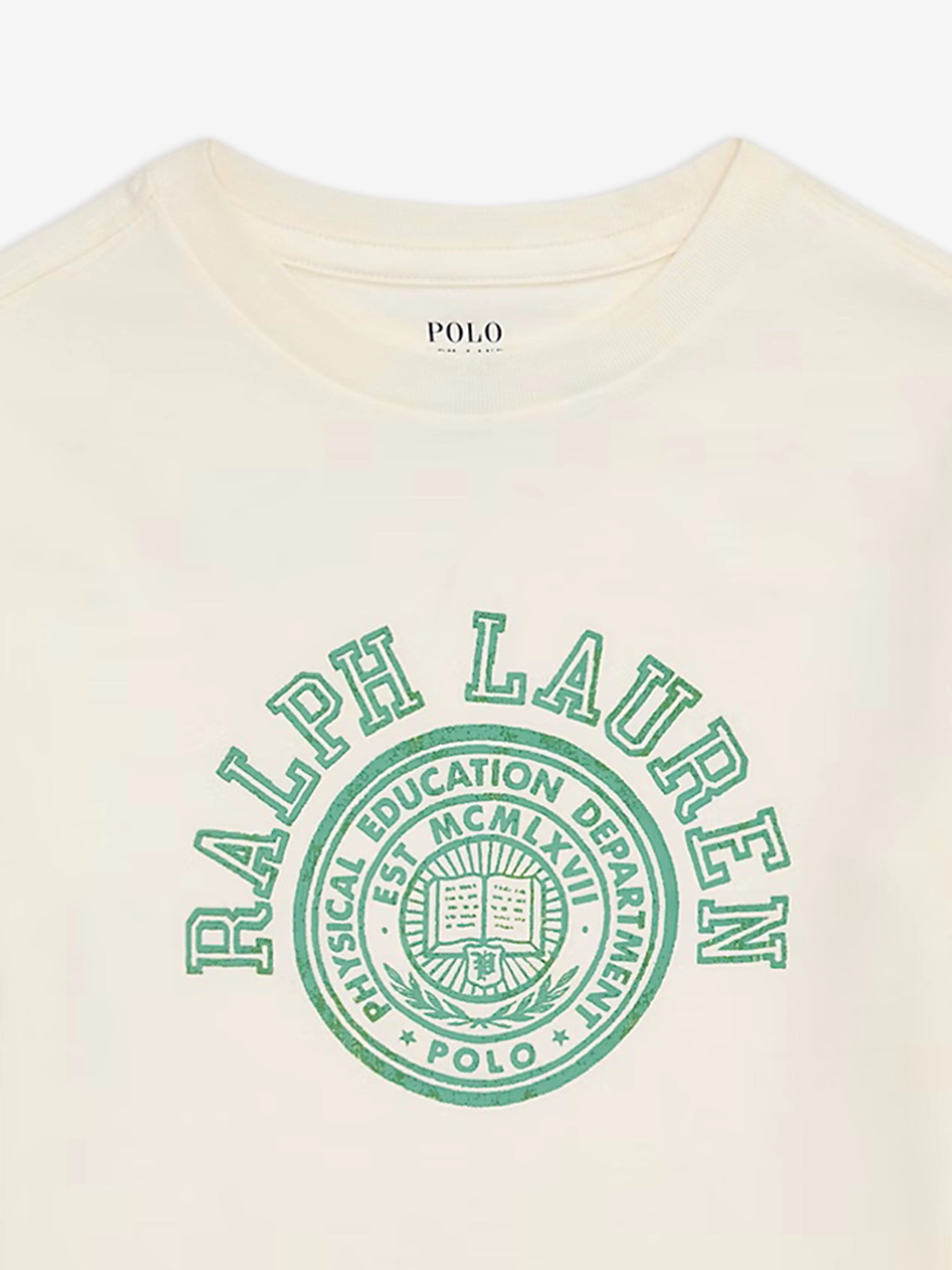 Ralph Lauren Boys Jersey Logo T-Shirt in Ivory