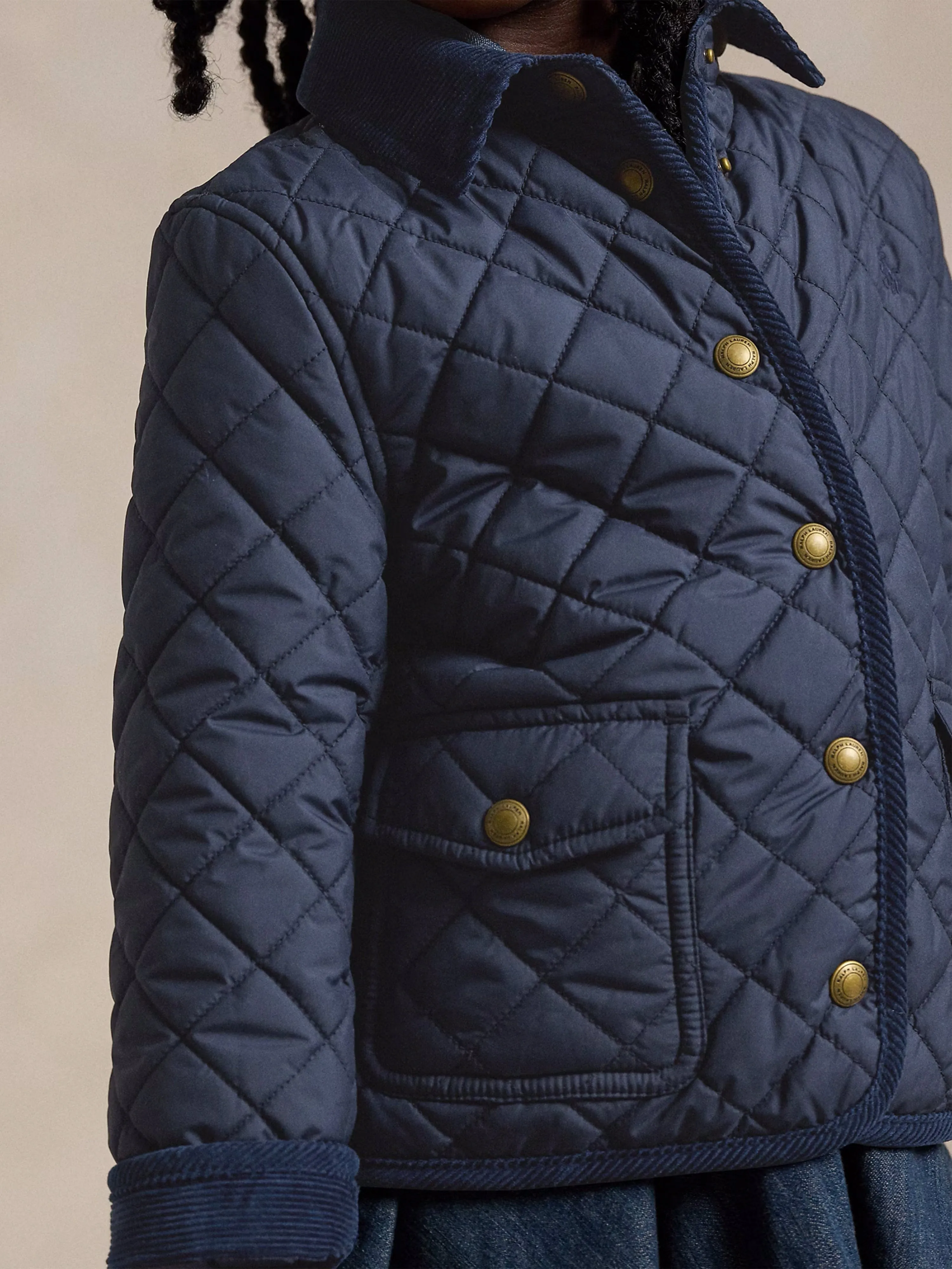 Ralph Lauren Girls Audrey Quilted Barn Jacket in Navy