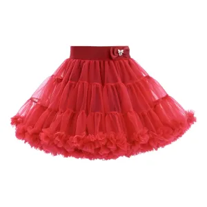 Red Cherry Bow Tulle Skirt
