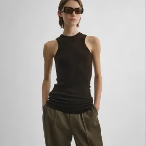 RIBBED TANK | dark khaki wool