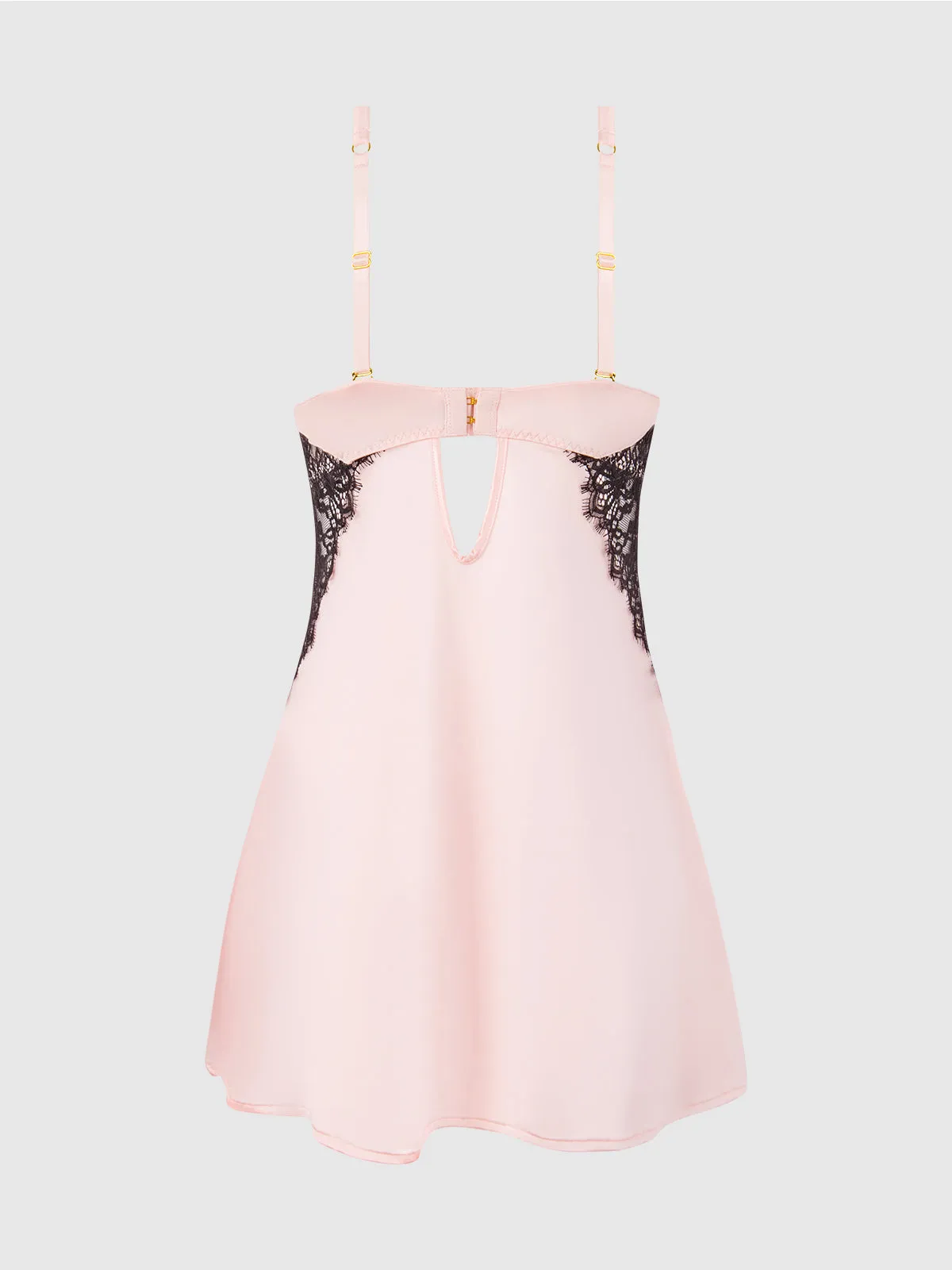 Rising Star Plunge Push Up Babydoll in Liquid Satin & Lace