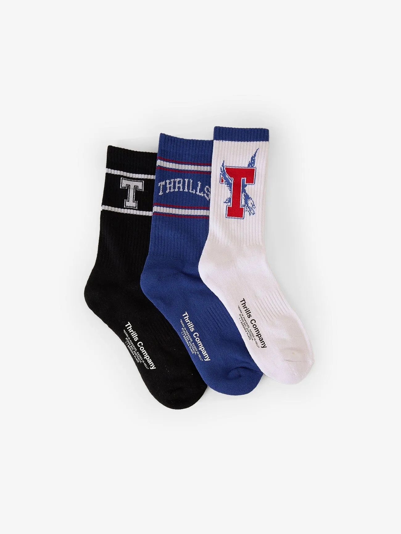 Roosevelt 3 Pack Sock - White - Limoges - Black