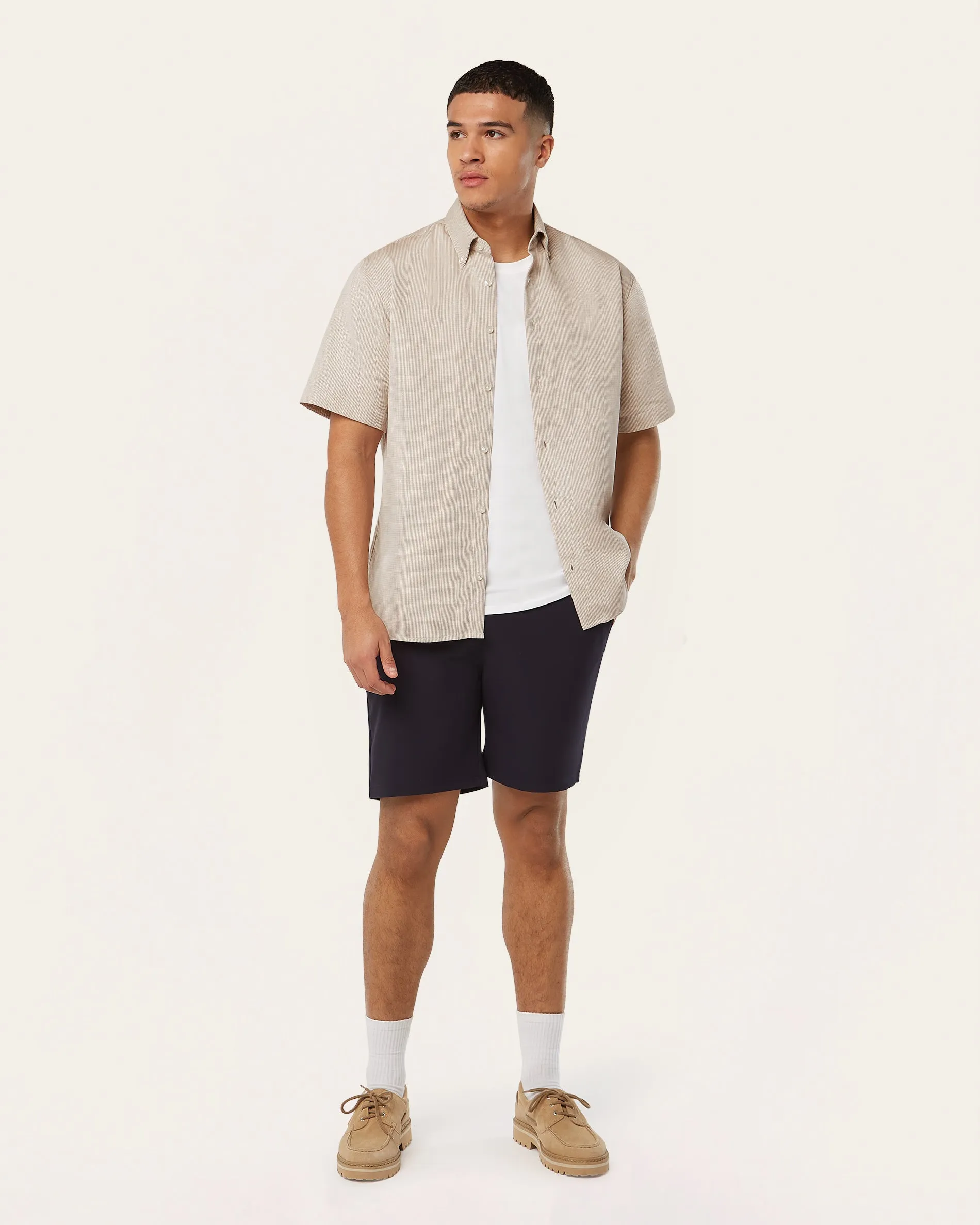 Short Sleeve Shirt Sand Check
