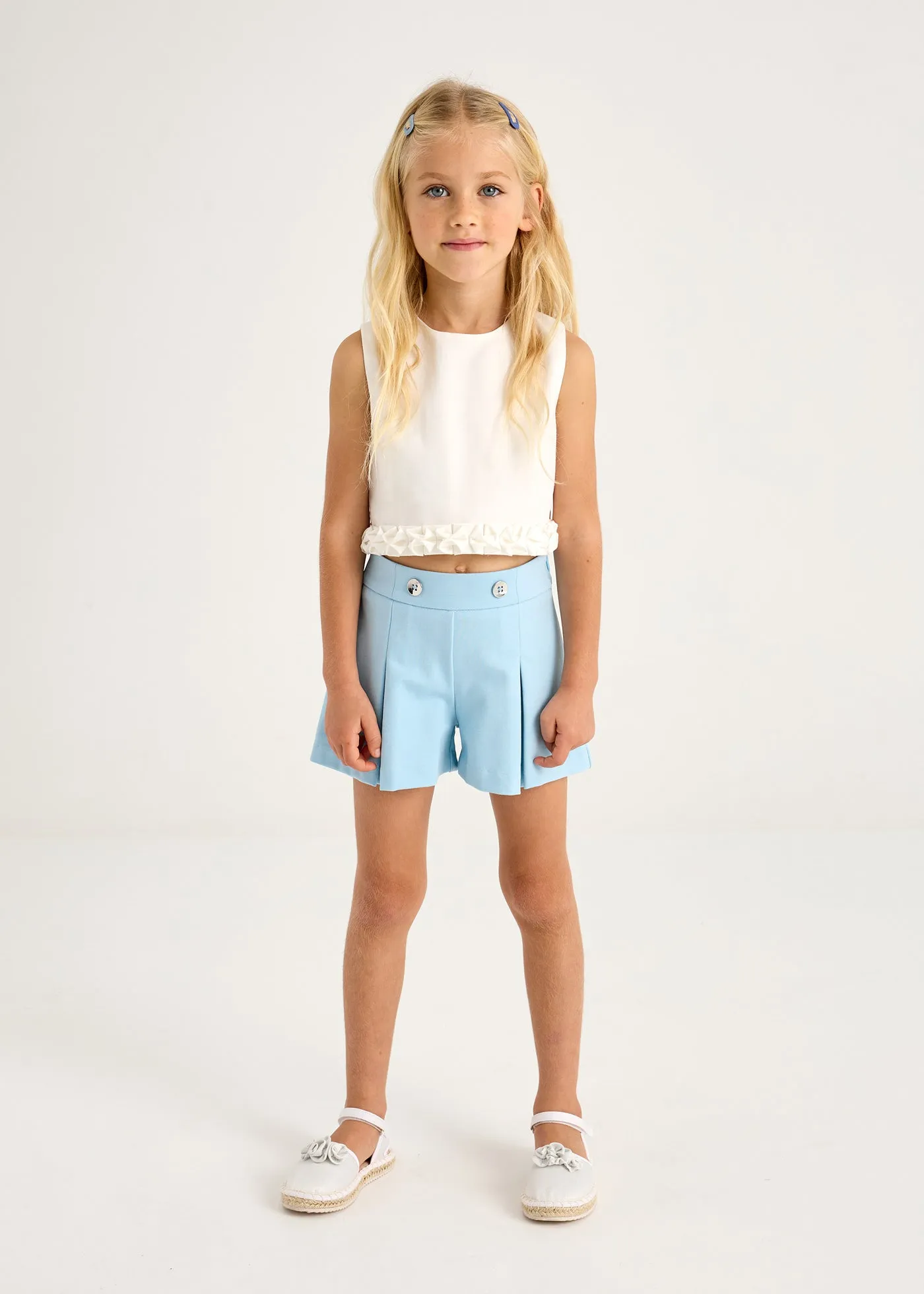 Sky Button Shorts