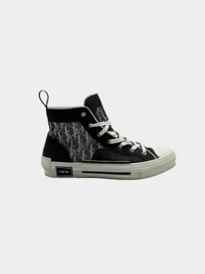 Sneakers Alte Dior B23 In Tela Trasparente Con Monogramma Nero