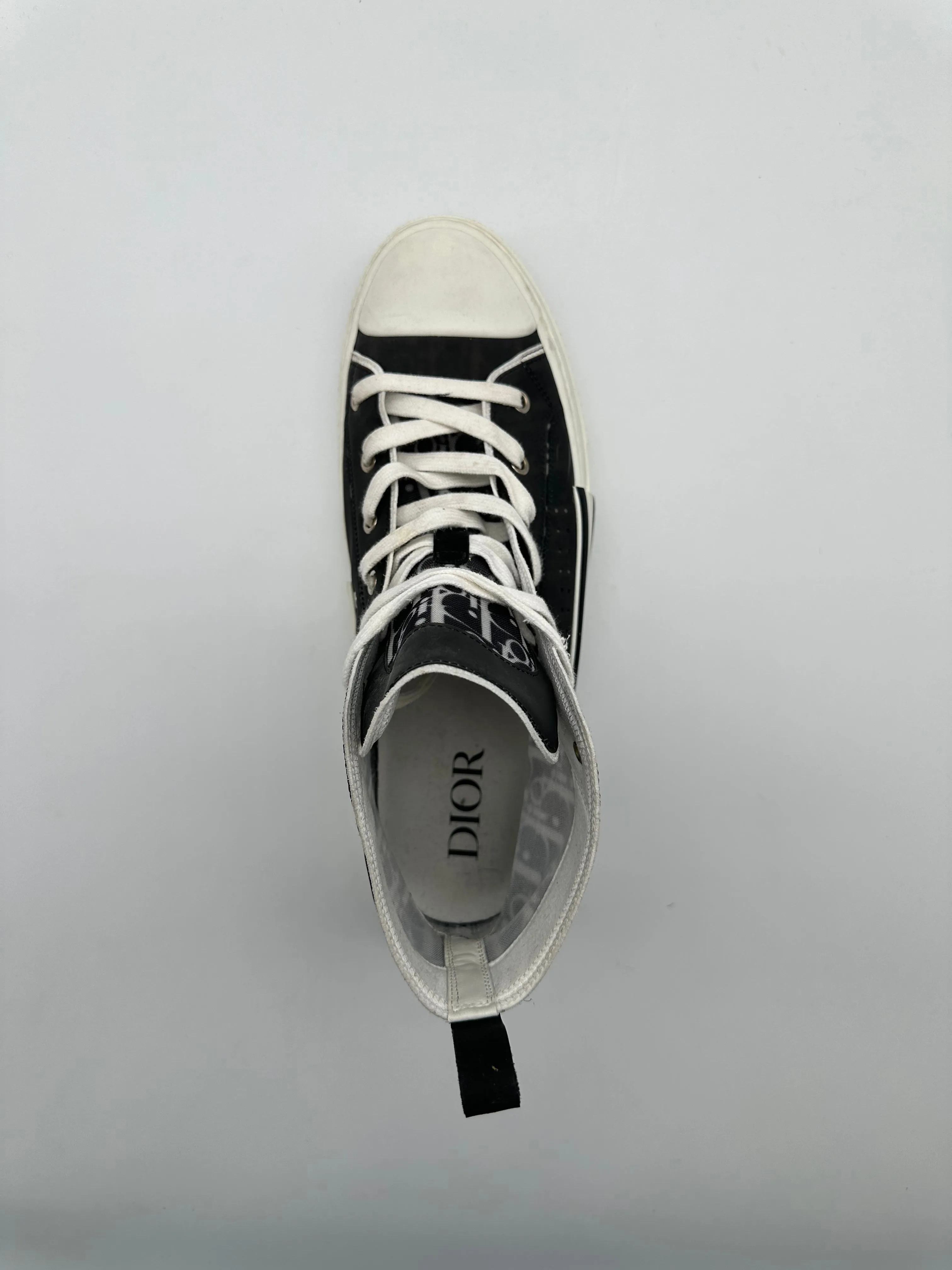 Sneakers Alte Dior B23 In Tela Trasparente Con Monogramma Nero
