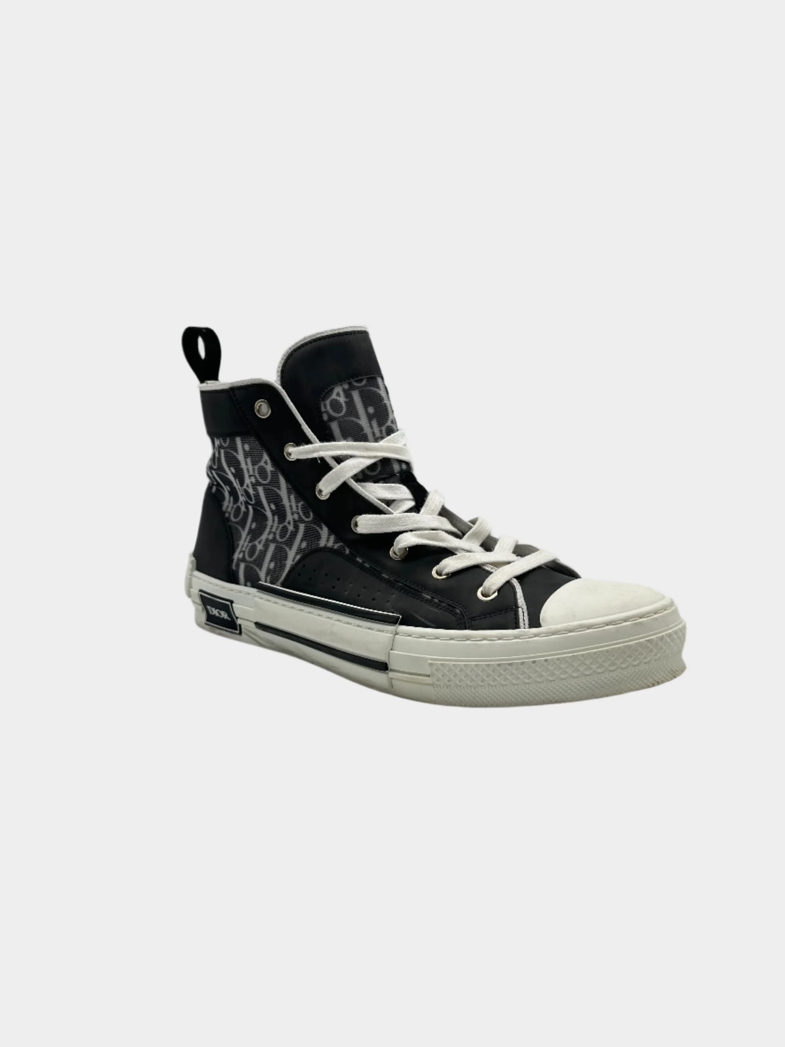 Sneakers Alte Dior B23 In Tela Trasparente Con Monogramma Nero