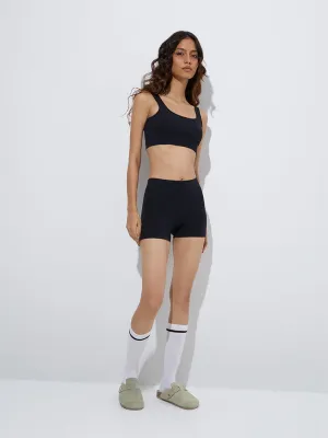 Superstar Black Knitted Seam-Free Boy Shorts Brief
