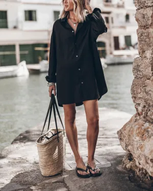 The Black Cotton Shirt Dress