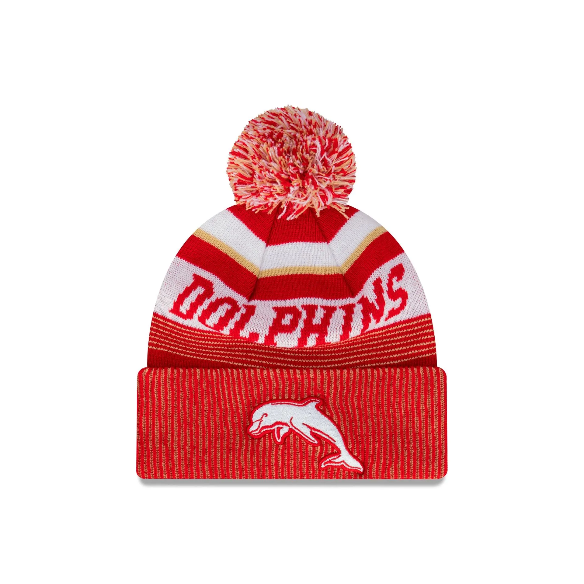 The Dolphins Heritage Stripe Beanie with Pom